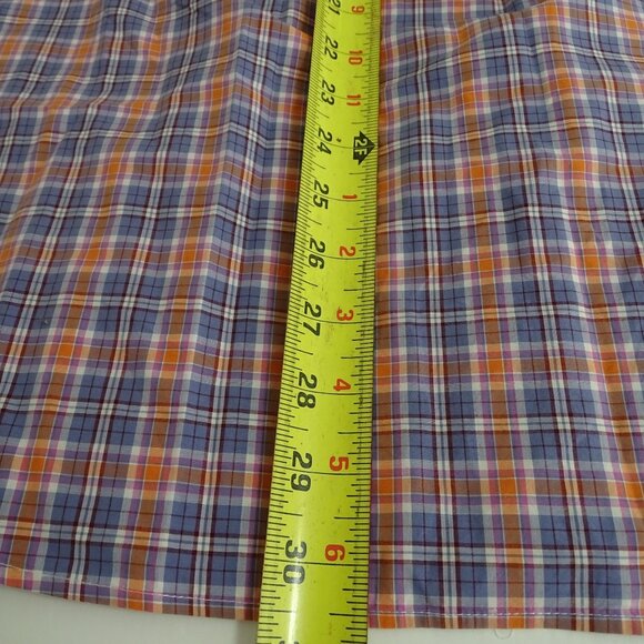 Faconnable Club Long Sleeve Blue Orange Plaid Button Down Shirt Men Size L - Picture 11 of 11